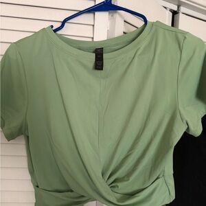 Kyodan Sage Green Short Sleeve Twist-Front Tee